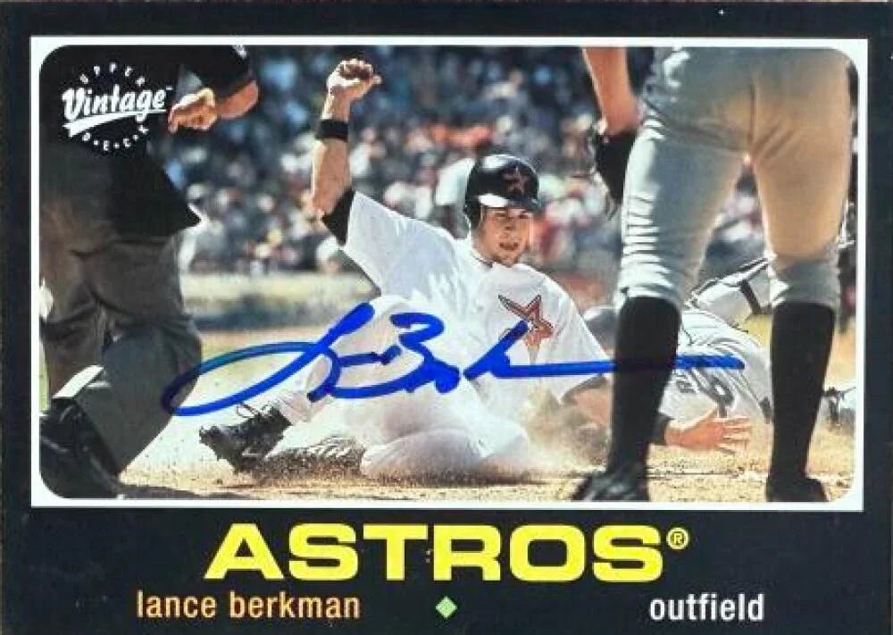 Lance Berkman Signed 2002 Upper Deck Vintage Baseball Card - Houston Astros #129
