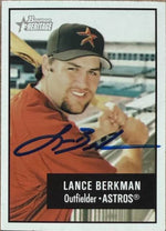 Lance Berkman Signed 2003 Bowman Heritage Baseball Card - Houston Astros #104