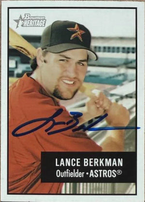 Lance Berkman Signed 2003 Bowman Heritage Baseball Card - Houston Astros #104