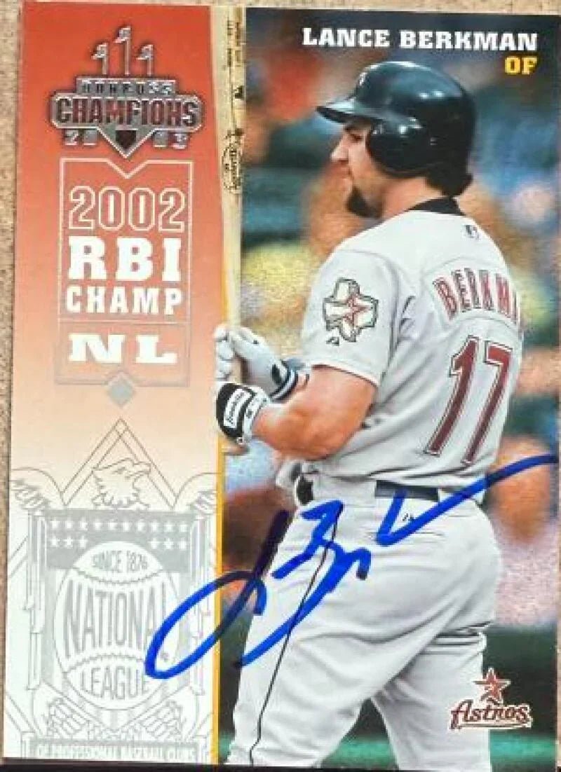 Lance Berkman Signed 2003 Donruss Champions Baseball Card - Houston Astros #118
