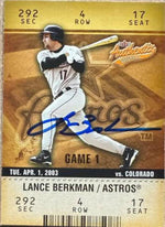 Lance Berkman Signed 2003 Fleer Authentix Baseball Card - Houston Astros #22