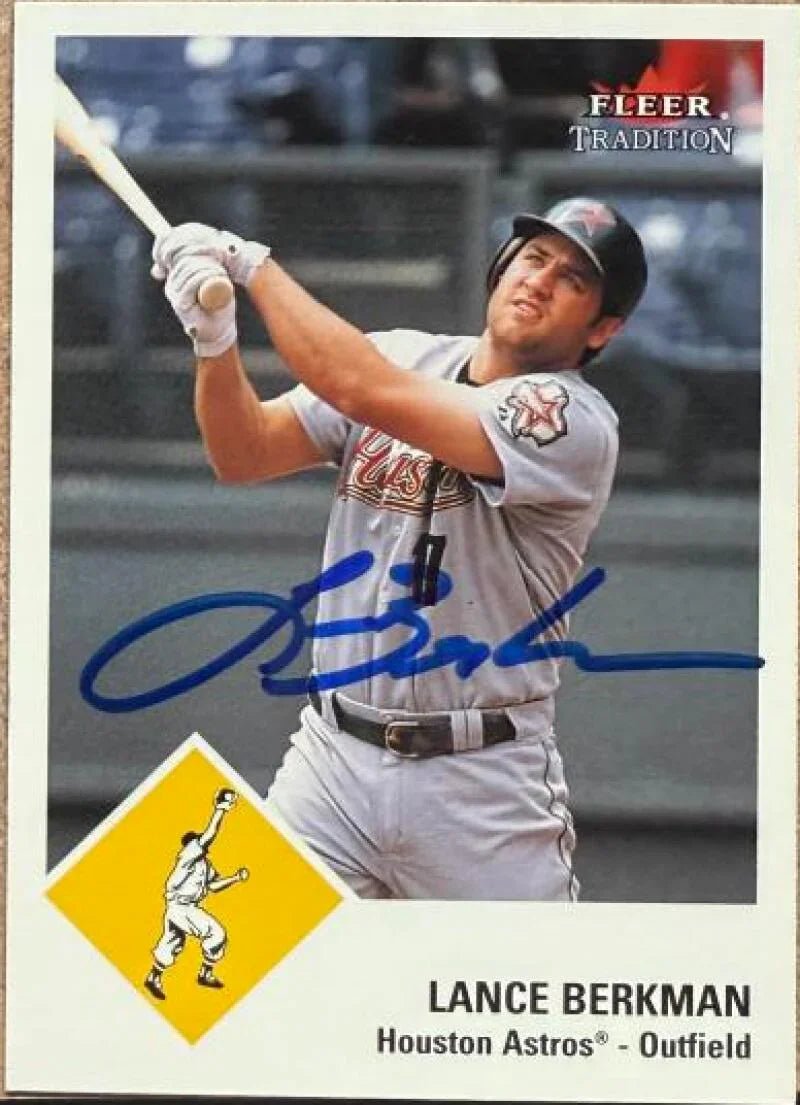 Lance Berkman Signed 2003 Fleer Tradition Baseball Card - Houston Astros #116