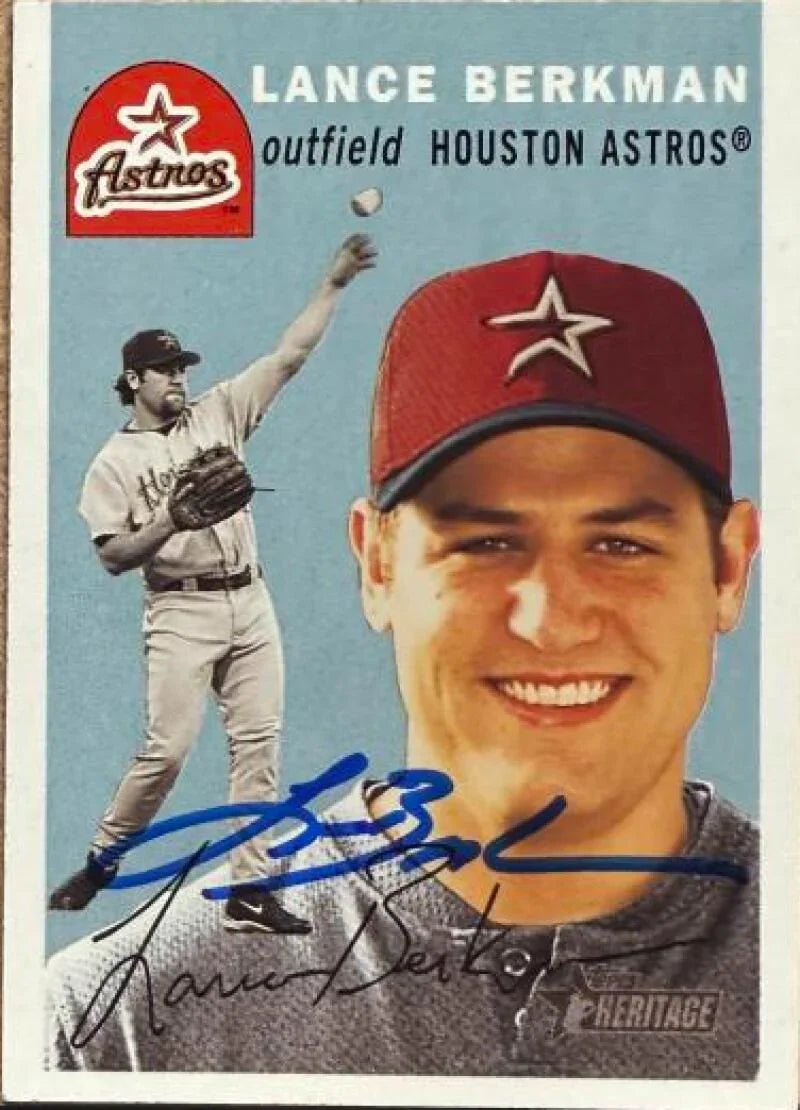 Lance Berkman Signed 2003 Topps Heritage Baseball Card - Houston Astros #18