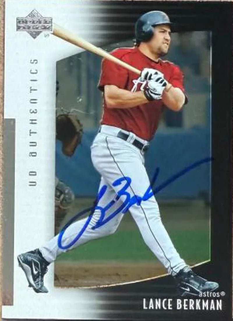 Lance Berkman Signed 2003 UD Authentics Baseball Card - Houston Astros #36