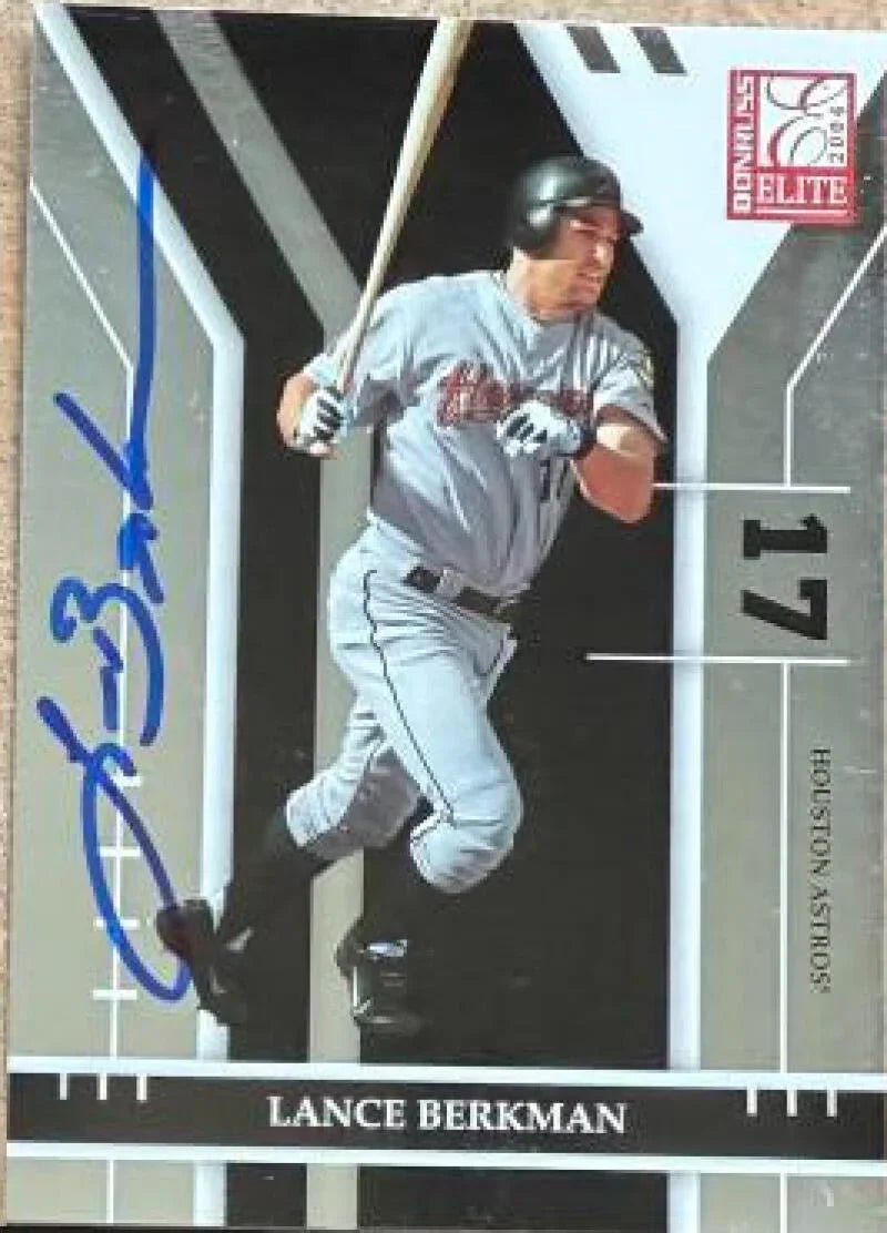 Lance Berkman Signed 2004 Donruss Elite Baseball Card - Houston Astros #106