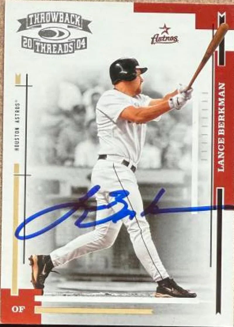 Lance Berkman Signed 2004 Donruss Throwback Threads Baseball Card - Houston Astros #85