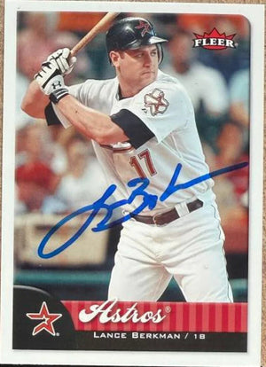 Lance Berkman Signed 2007 Fleer Baseball Card - Houston Astros #198