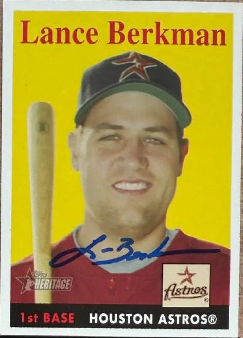 Lance Berkman Signed 2007 Topps Heritage Baseball Card - Houston Astros #323