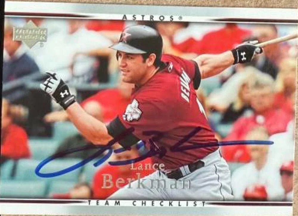 Lance Berkman Signed 2007 Upper Deck Baseball Card - Houston Astros #491