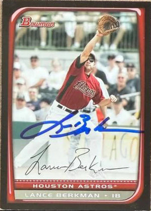 Lance Berkman Signed 2008 Bowman Baseball Card - Houston Astros #49