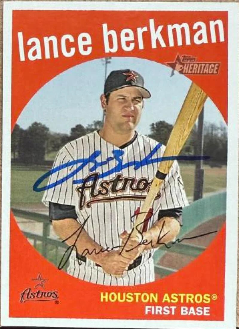 Lance Berkman Signed 2008 Topps Heritage Baseball Card - Houston Astros #209