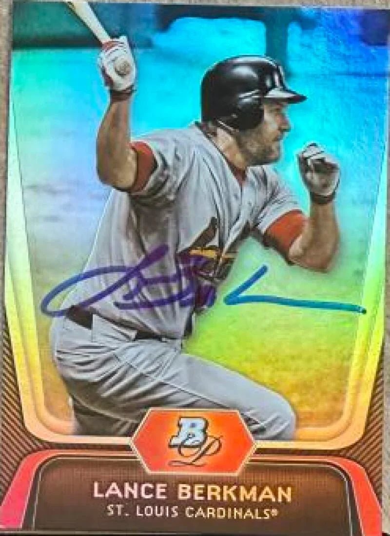 Lance Berkman Signed 2012 Bowman Platinum Baseball Card - St Louis Cardinals #15