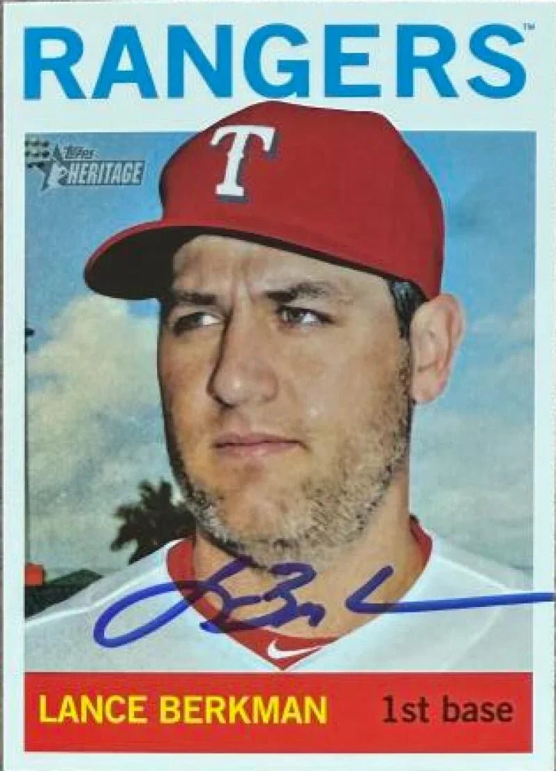 Lance Berkman Signed 2013 Topps Heritage Baseball Card - Texas Rangers #317
