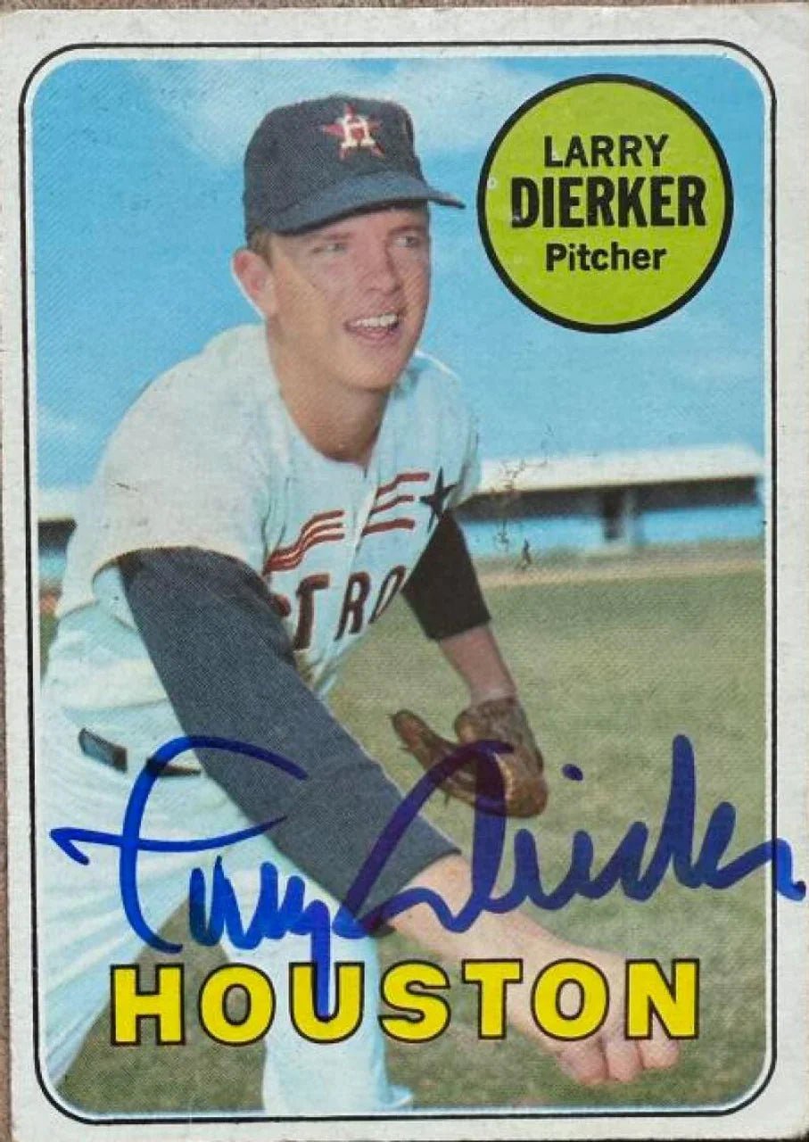 Larry Dierker Signed 1969 Topps Baseball Card - Houston Astros