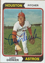 Larry Dierker Signed 1974 Topps Baseball Card - Houston Astros