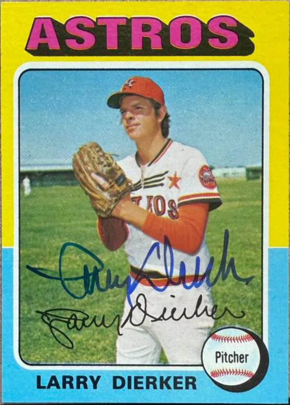 Larry Dierker Signed 1975 Topps Baseball Card - Houston Astros