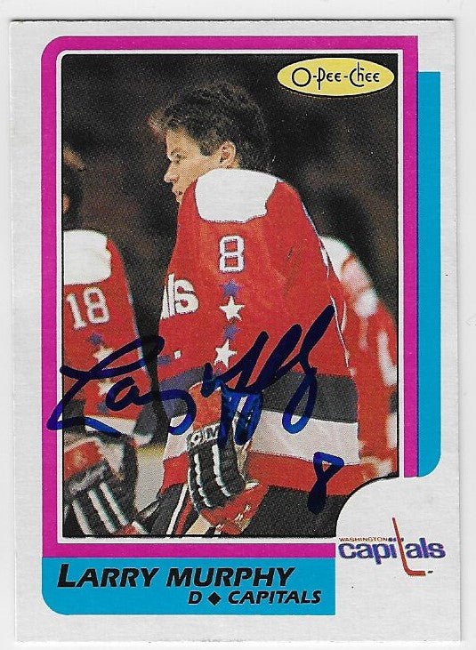 Larry Murphy Signed 1986-87 O-Pee-Chee Hockey Card - Washington Capitals