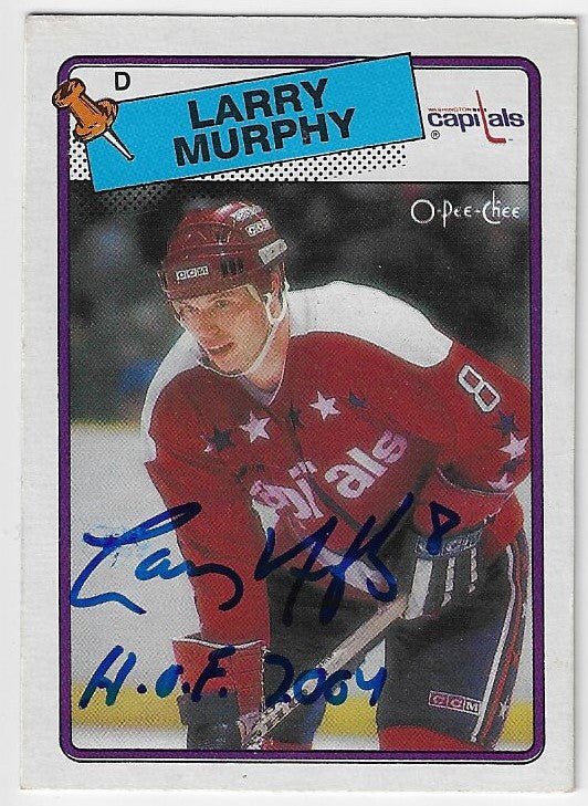 Larry Murphy Signed 1988-89 O-Pee-Chee Hockey Card - Washington Capitals w/HOF Inscription