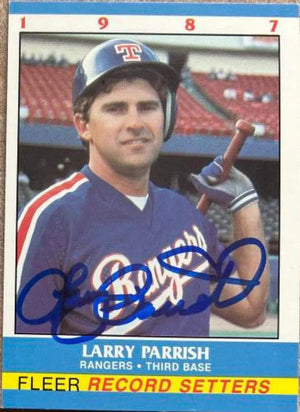 Larry Parrish Signed 1987 Fleer Record Setters Baseball Card - Texas Rangers