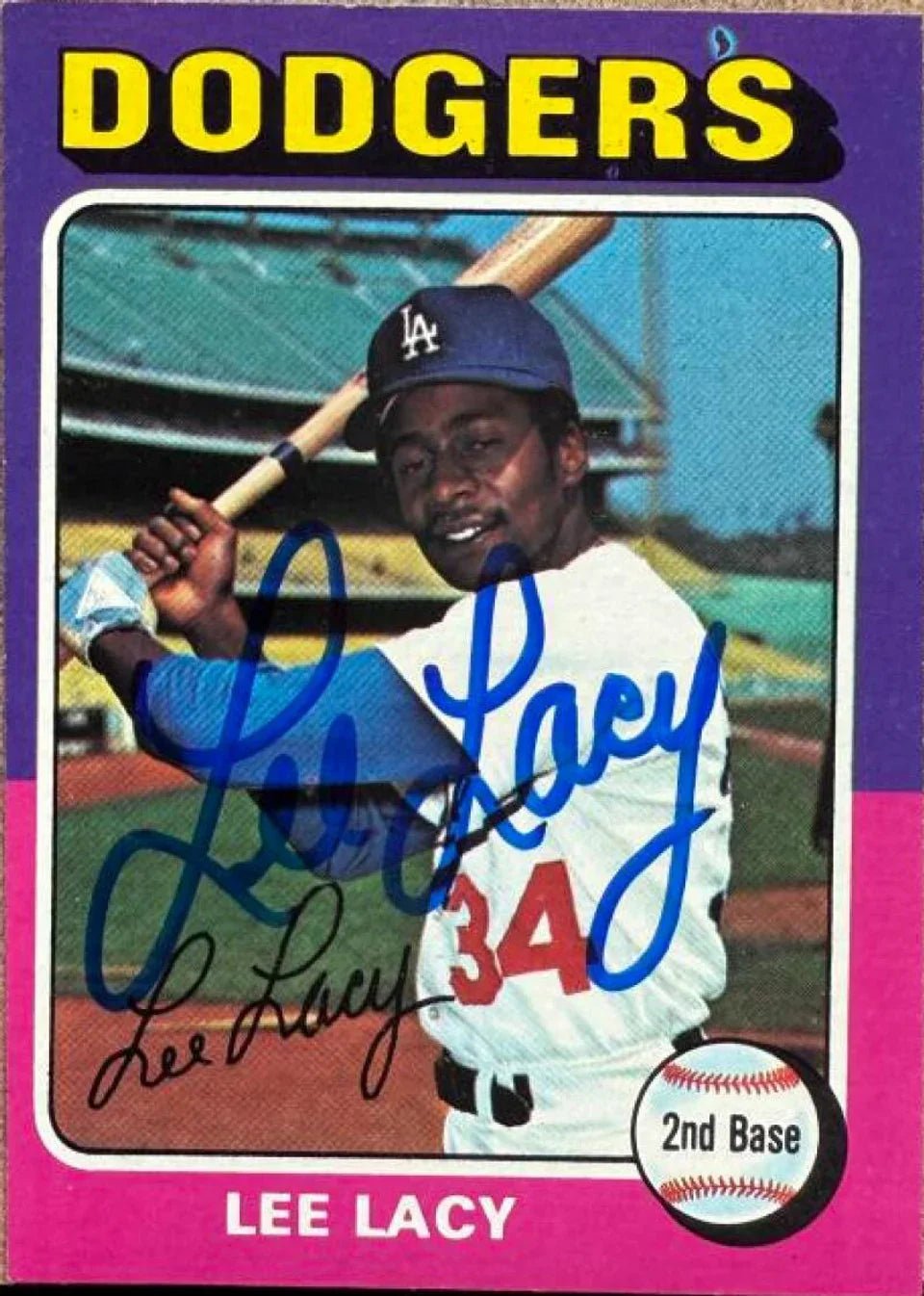 Lee Lacy Signed 1975 Topps Baseball Card - Los Angeles Dodgers
