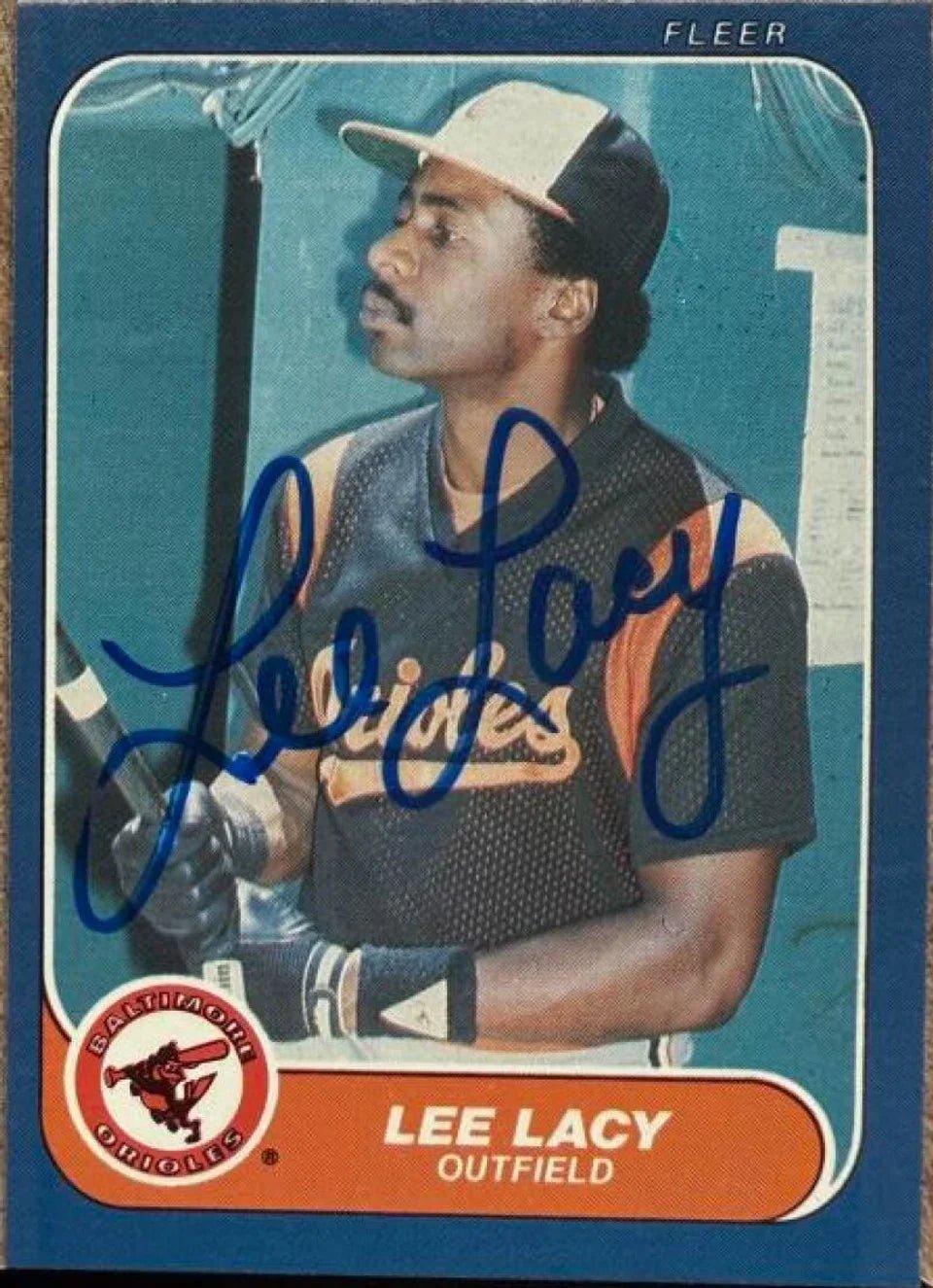 Lee Lacy Signed 1986 Fleer Baseball Card - Baltimore Orioles