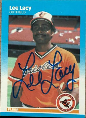 Lee Lacy Signed 1987 Fleer Glossy Baseball Card - Baltimore Orioles