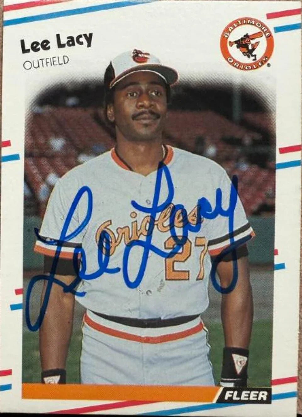 Lee Lacy Signed 1988 Fleer Baseball Card - Baltimore Orioles