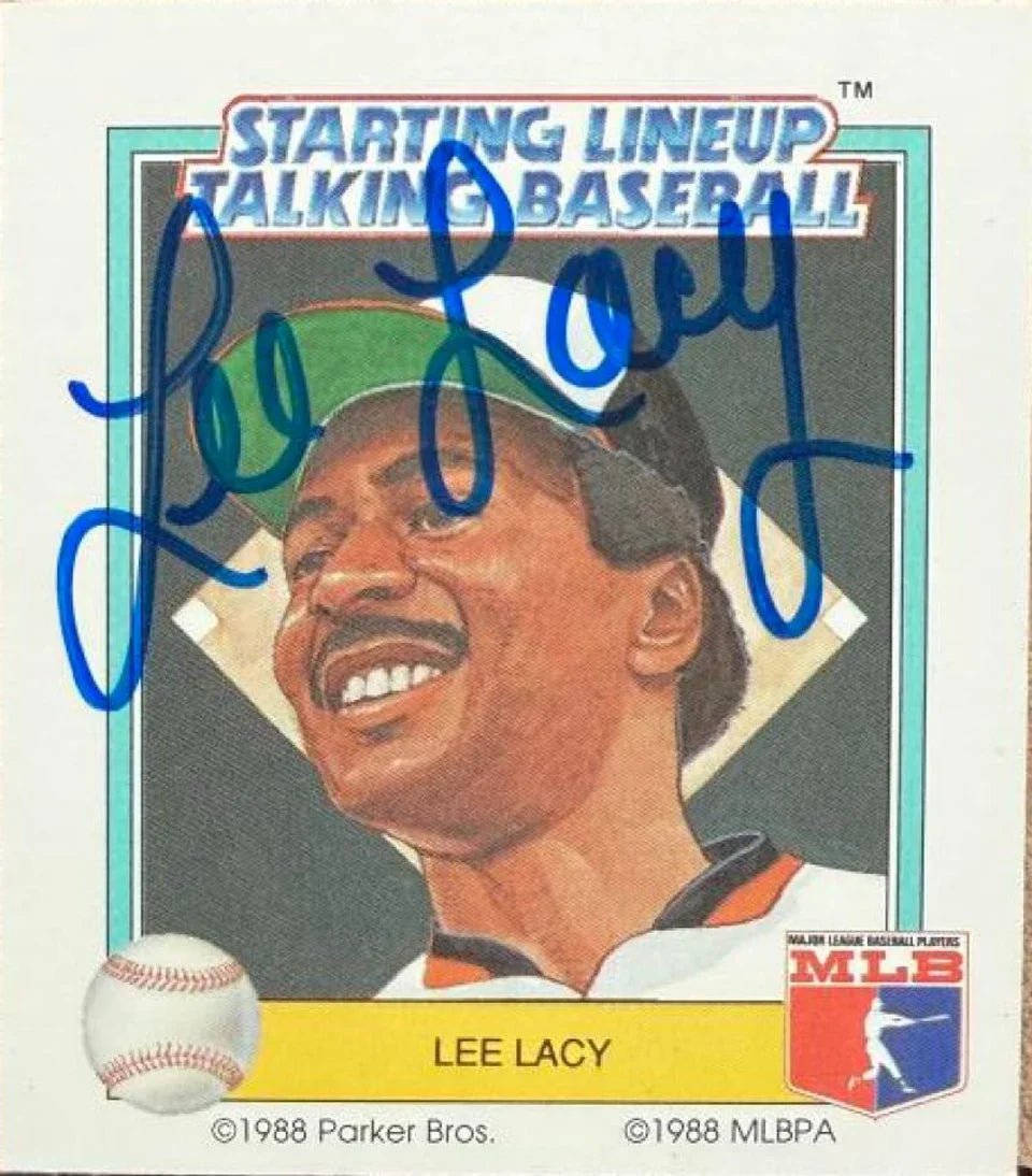 Lee Lacy Signed 1988 Parker Bros Starting Lineup Talking Baseball Card - Baltimore Orioles