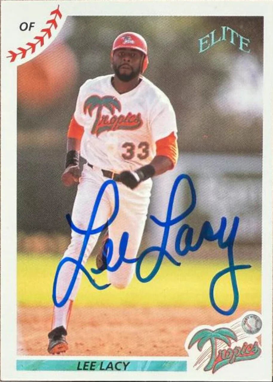 Lee Lacy Signed 1990 Elite Senior League Baseball Card