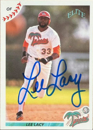 Lee Lacy Signed 1990 Elite Senior League Baseball Card