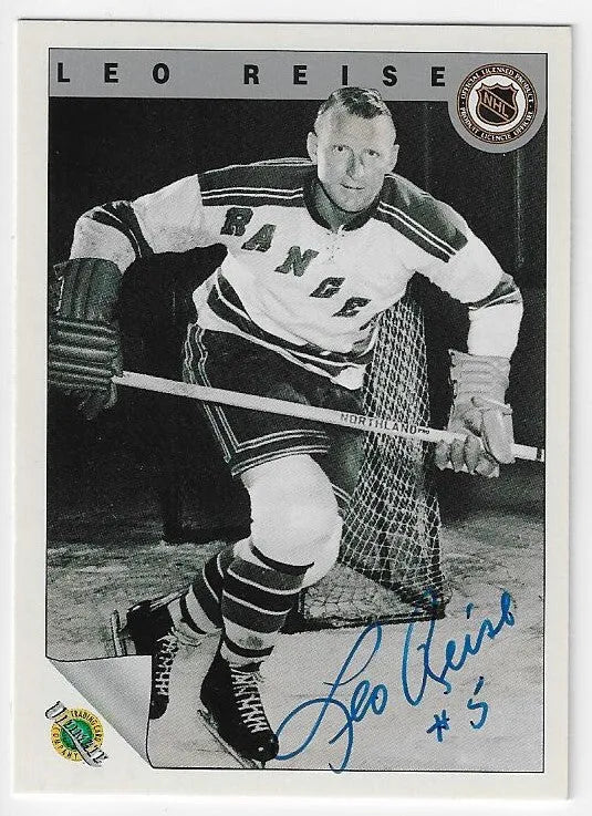 Leo Reise Signed 1991-92 Ultimate Original Six Hockey Card - New York Rangers