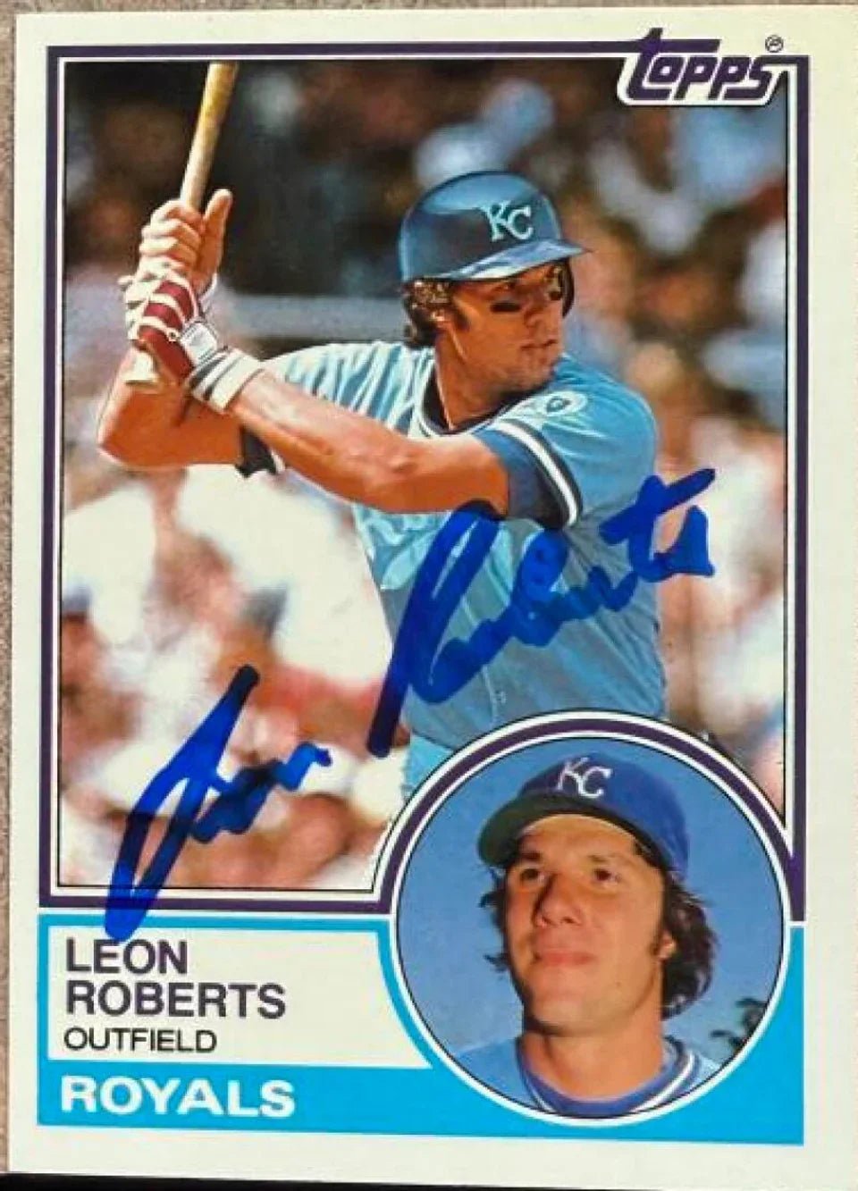 Leon Roberts Signed 1983 Topps Traded Baseball Card - Kansas City Royals