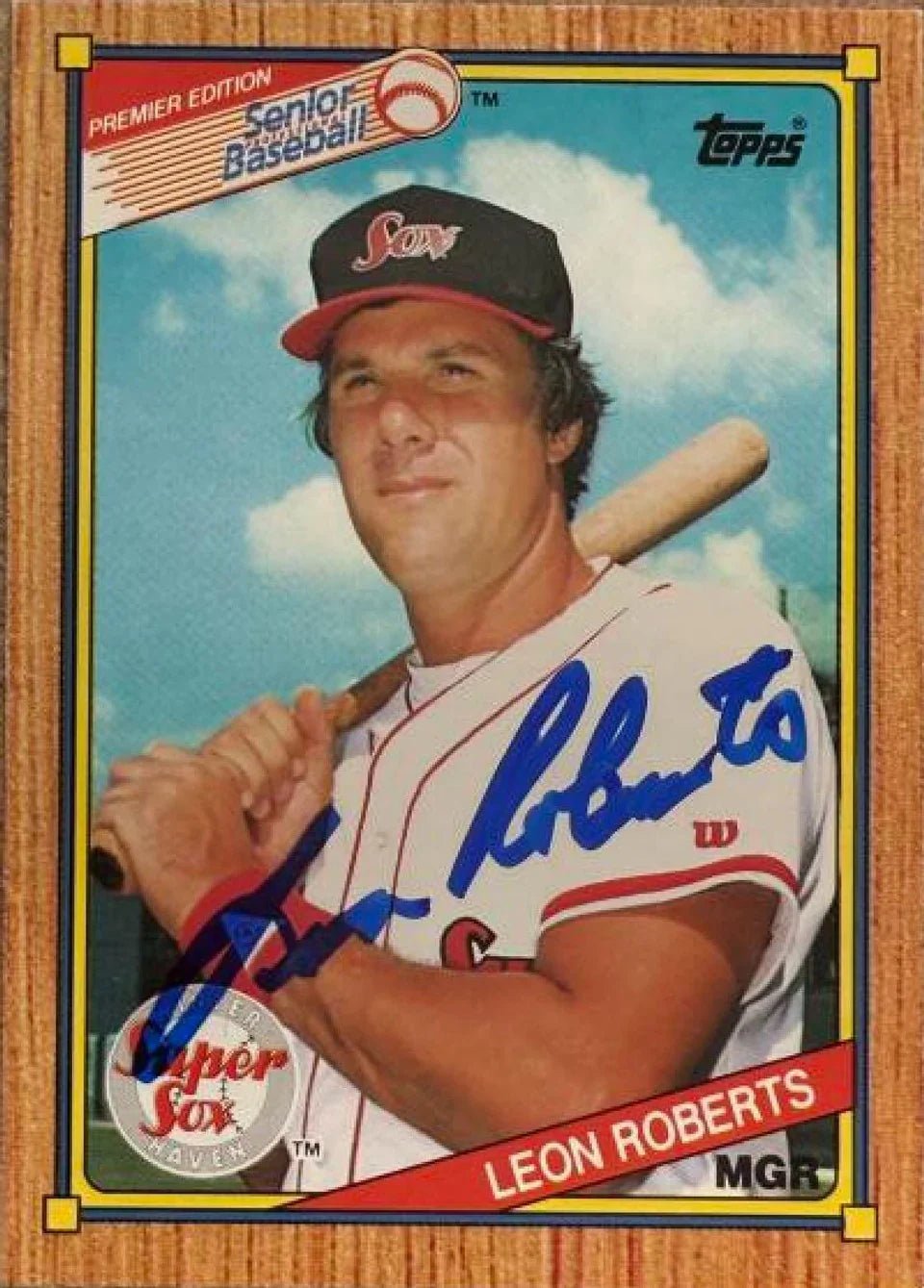 Leon Roberts Signed 1989 Topps Senior League Baseball Card - Winter Haven Super Sox