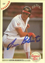 Leon Roberts Signed 1990 Elite Senior League Baseball Card - Winter Haven Super Sox