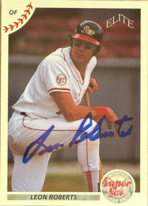 Leon Roberts Signed 1990 Elite Senior League Baseball Card - Winter Haven Super Sox