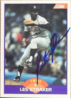 Les Straker Signed 1989 Score Baseball Card - Minnesota Twins - PastPros