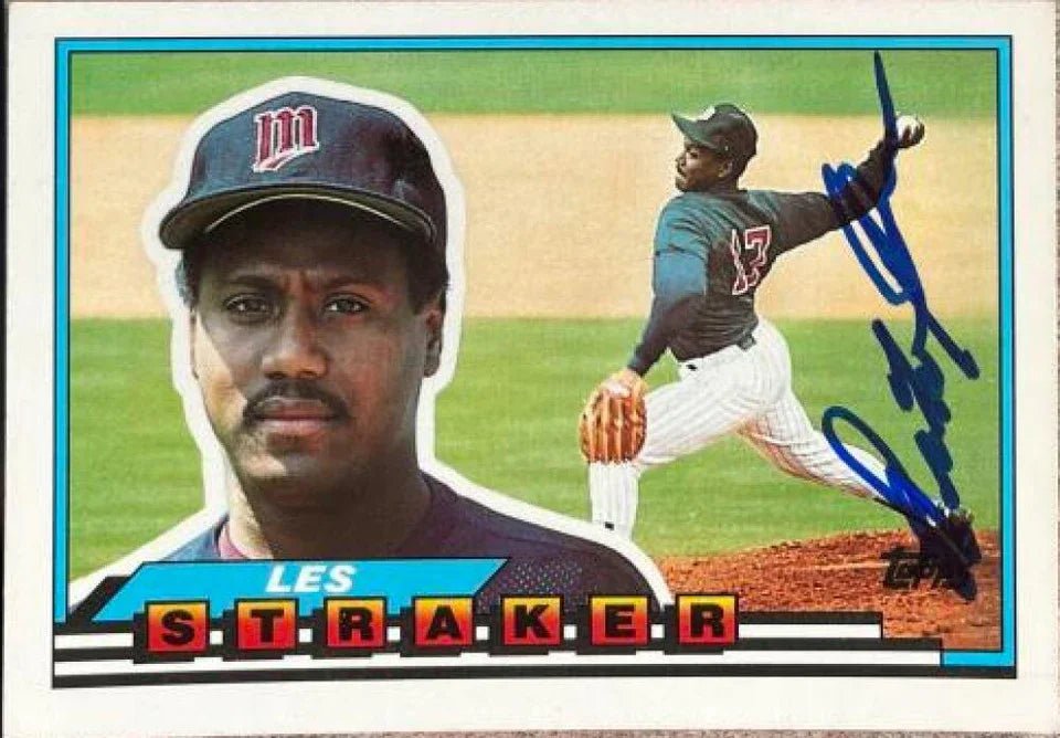 Les Straker Signed 1989 Topps Big Baseball Card - Minnesota Twins