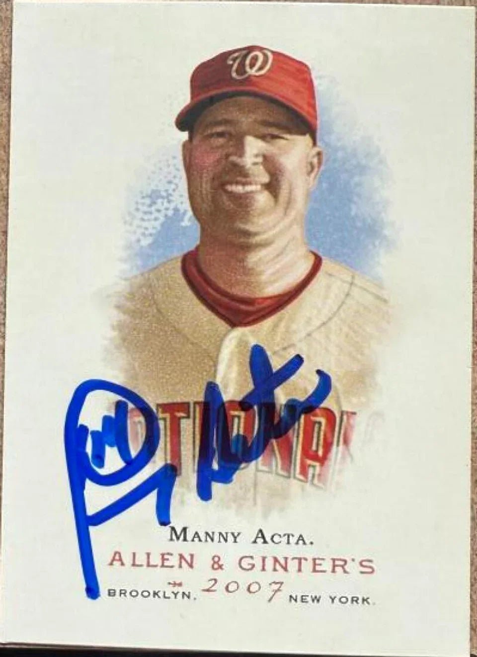 Manny Acta Signed 2007 Allen & Ginter Baseball Card - Washington Nationals