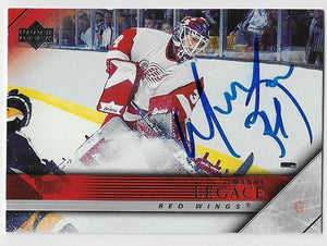 Manny Legace Signed 2005 - 06 Upper Deck Hockey Card - Detroit Red Wings - PastPros