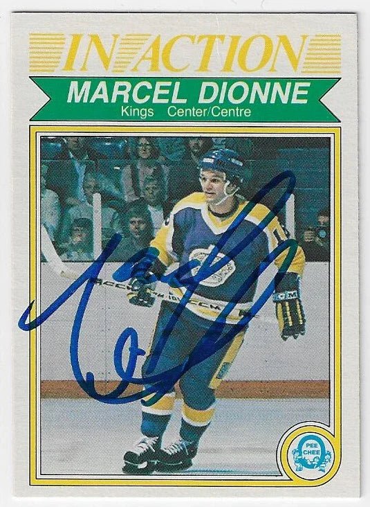 Marcel Dionne Signed 1982-83 O-Pee-Chee In Action Hockey Card - Los Angeles Kings #153