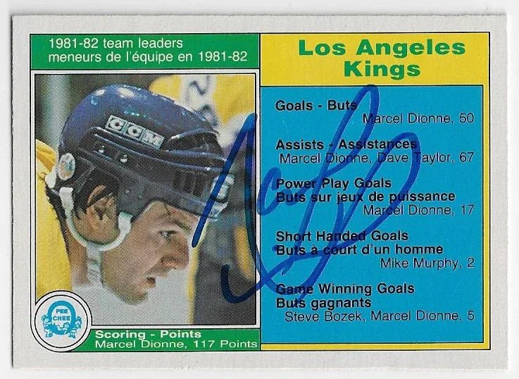 Marcel Dionne Signed 1982-83 O-Pee-Chee Leaders Hockey Card - Los Angeles Kings #149