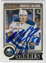 Marcus Foligno Signed 2014-15 O-Pee-Chee Hockey Card - Buffalo Sabres