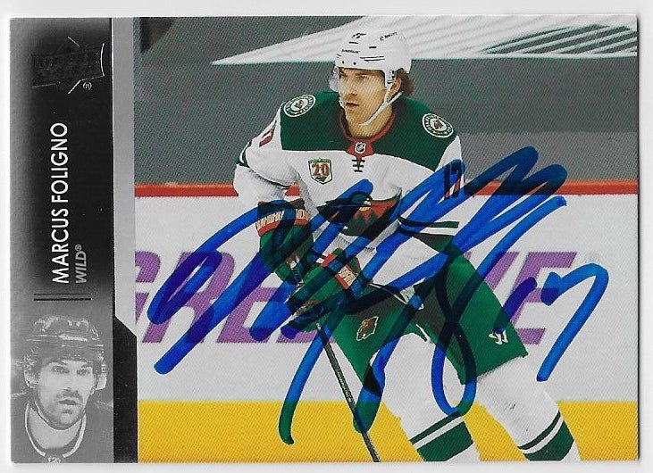 Marcus Foligno Signed 2021 - 22 Upper Deck Hockey Card - Minnesota Wild - PastPros