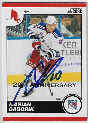 Marian Gaborik Signed 2010-11 Score Hockey Card - New York Rangers