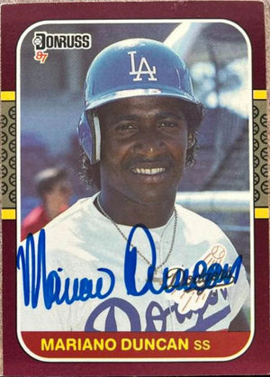 Mariano Duncan Signed 1987 Donruss Opening Day Baseball Card - Los Angeles Dodgers