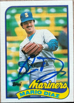 Mario Diaz Signed 1989 Topps Baseball Card - Seattle Mariners