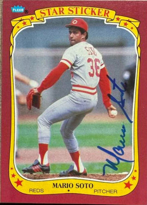 Mario Soto Signed 1986 Fleer Star Stickers Baseball Card - Cincinnati Reds