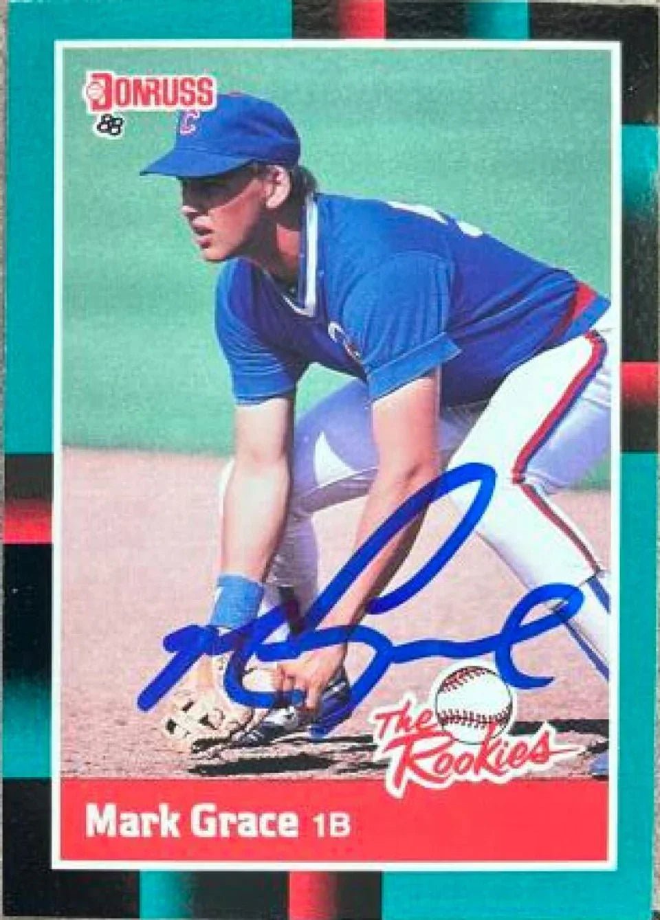 Mark Grace Signed 1988 Donruss Rookies Baseball Card - Chicago Cubs