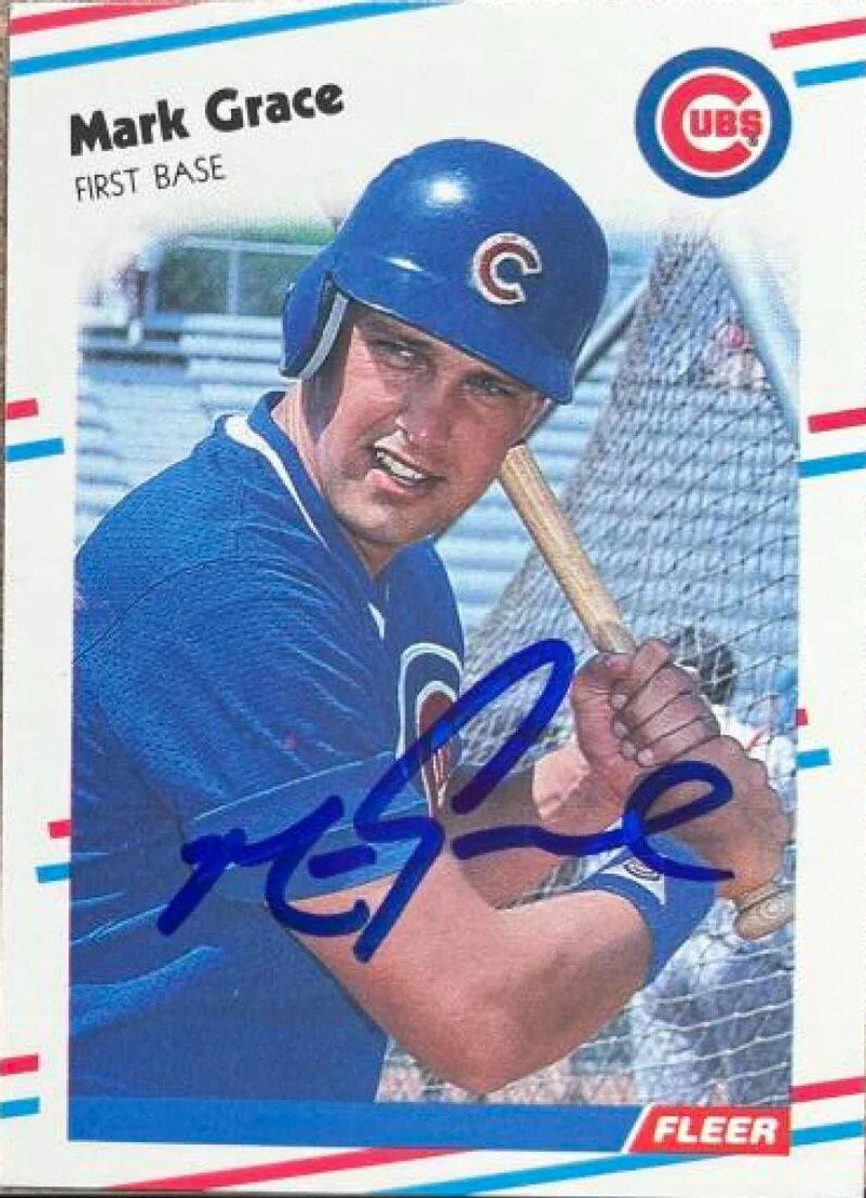 Mark Grace Signed 1988 Fleer Update Baseball Card - Chicago Cubs