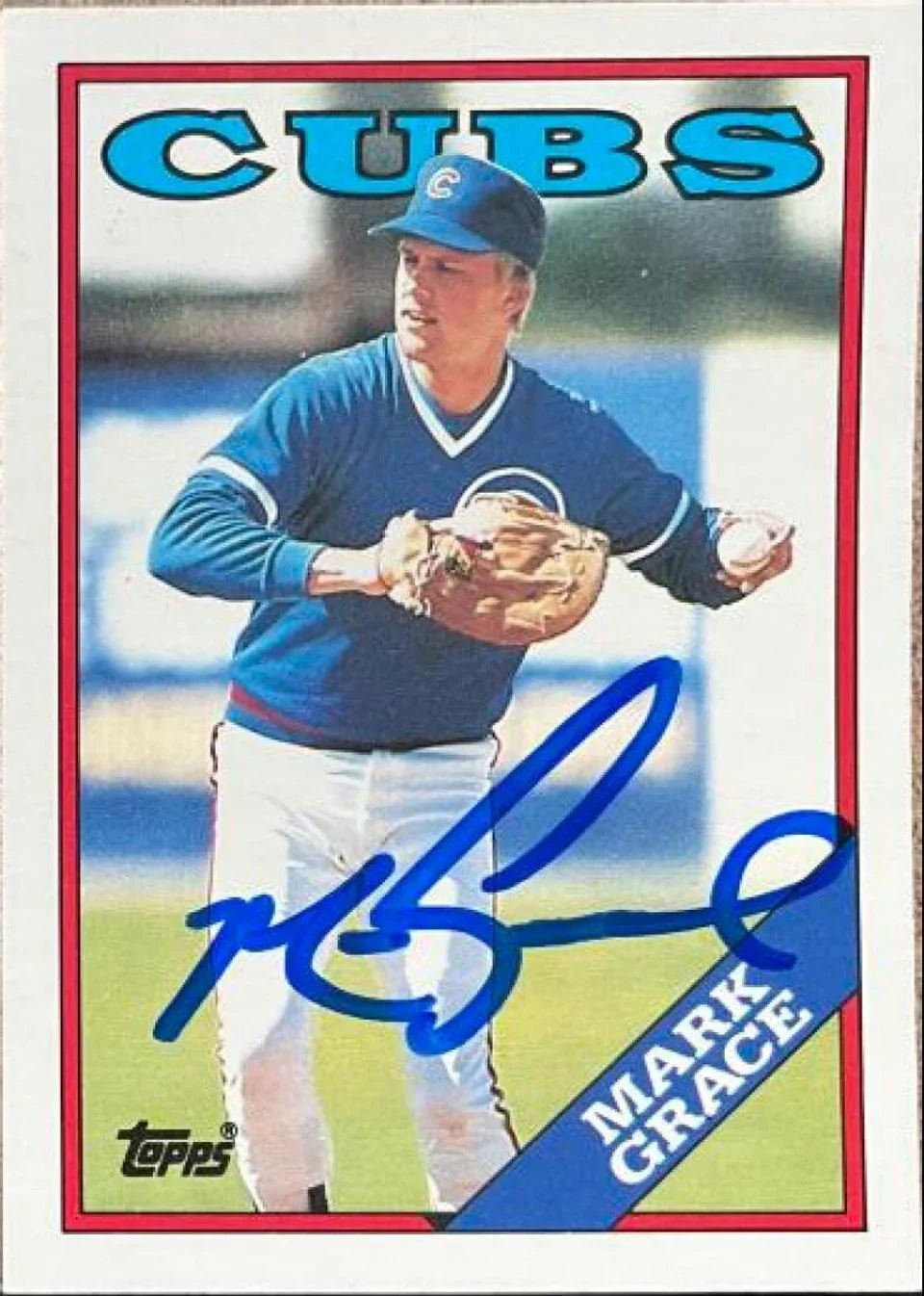 Mark Grace Signed 1988 Topps Traded Baseball Card - Chicago Cubs